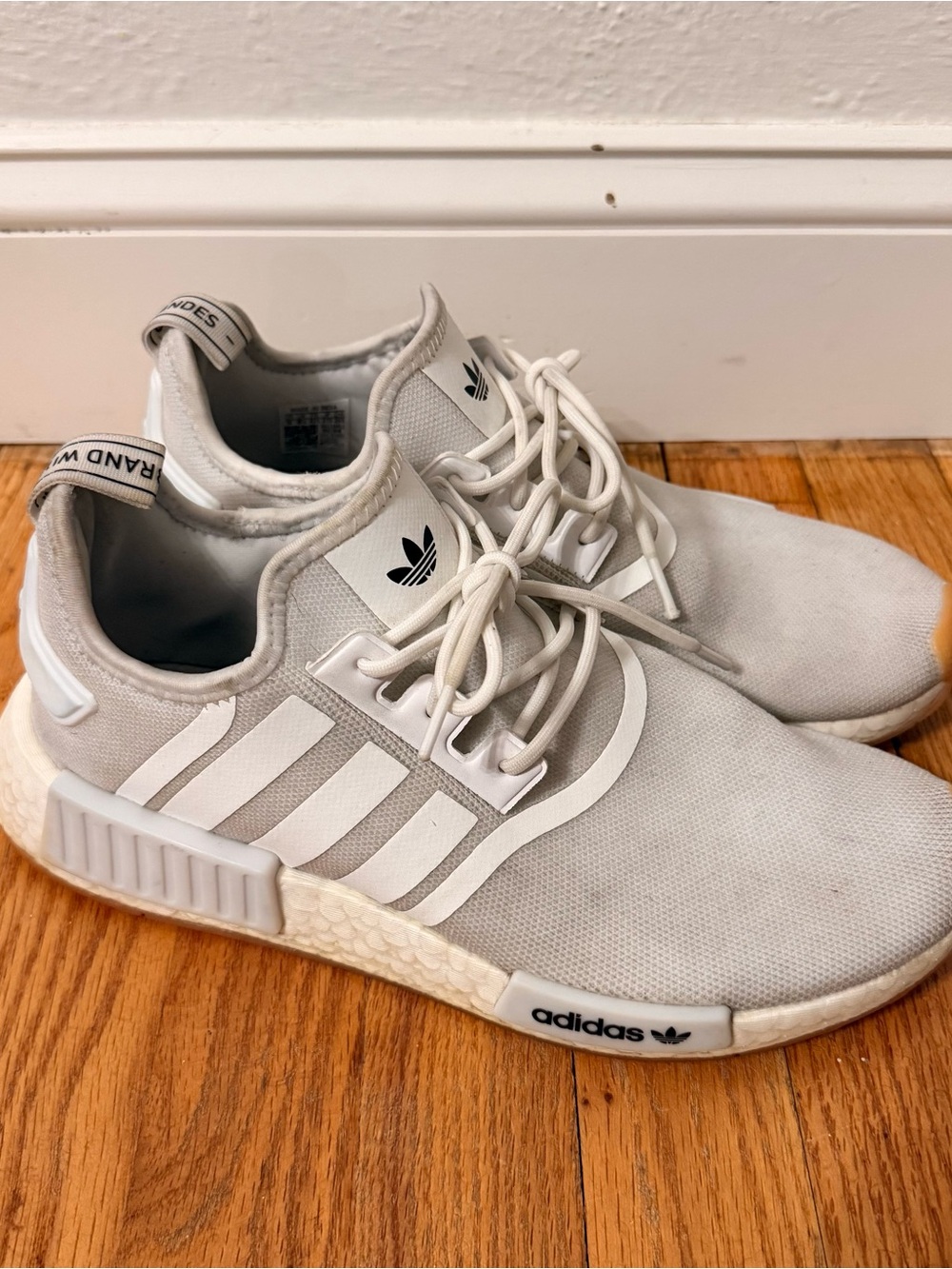 Adidas NMD R1 Gray White Gum Sole Sneakers Men’s Size 9